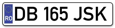 Placuta inmatriculare numar auto  DB-165-JSK, DB 165 JSK, DB165JSK