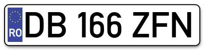 Placuta inmatriculare numar auto  DB-166-ZFN, DB 166 ZFN, DB166ZFN