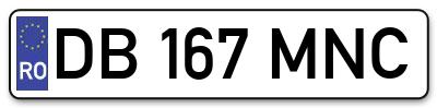 Placuta inmatriculare numar auto  DB-167-MNC, DB 167 MNC, DB167MNC