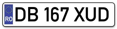 Placuta inmatriculare numar auto  DB-167-XUD, DB 167 XUD, DB167XUD