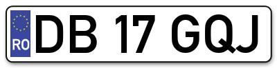 Placuta inmatriculare numar auto  DB-17-GQJ, DB 17 GQJ, DB17GQJ