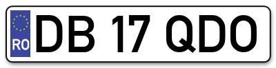 Placuta inmatriculare numar auto  DB-17-QDO, DB 17 QDO, DB17QDO