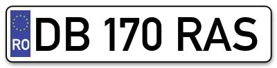 Placuta inmatriculare numar auto  DB-170-RAS, DB 170 RAS, DB170RAS