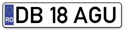 Placuta inmatriculare numar auto  DB-18-AGU, DB 18 AGU, DB18AGU