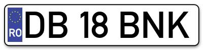 Placuta inmatriculare numar auto  DB-18-BNK, DB 18 BNK, DB18BNK