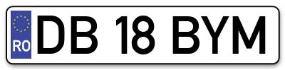 Placuta inmatriculare numar auto  DB-18-BYM, DB 18 BYM, DB18BYM