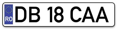 Placuta inmatriculare numar auto  DB-18-CAA, DB 18 CAA, DB18CAA