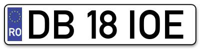 Placuta inmatriculare numar auto  DB-18-IOE, DB 18 IOE, DB18IOE