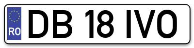 Placuta inmatriculare numar auto  DB-18-IVO, DB 18 IVO, DB18IVO