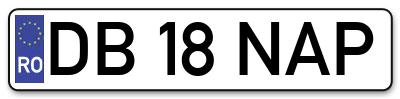 Placuta inmatriculare numar auto  DB-18-NAP, DB 18 NAP, DB18NAP