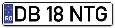 Placuta inmatriculare numar auto  DB-18-NTG, DB 18 NTG, DB18NTG