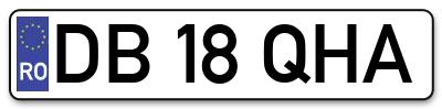 Placuta inmatriculare numar auto  DB-18-QHA, DB 18 QHA, DB18QHA