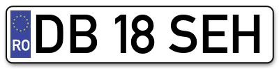 Placuta inmatriculare numar auto  DB-18-SEH, DB 18 SEH, DB18SEH