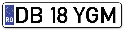 Placuta inmatriculare numar auto  DB-18-YGM, DB 18 YGM, DB18YGM