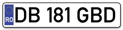 Placuta inmatriculare numar auto  DB-181-GBD, DB 181 GBD, DB181GBD