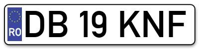 Placuta inmatriculare numar auto  DB-19-KNF, DB 19 KNF, DB19KNF
