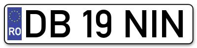 Placuta inmatriculare numar auto  DB-19-NIN, DB 19 NIN, DB19NIN