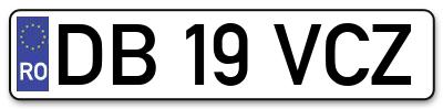 Placuta inmatriculare numar auto  DB-19-VCZ, DB 19 VCZ, DB19VCZ