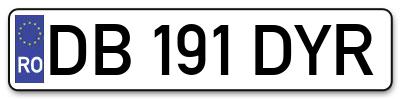 Placuta inmatriculare numar auto  DB-191-DYR, DB 191 DYR, DB191DYR