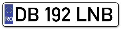 Placuta inmatriculare numar auto  DB-192-LNB, DB 192 LNB, DB192LNB