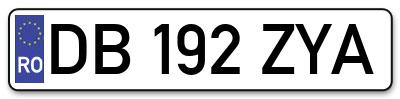 Placuta inmatriculare numar auto  DB-192-ZYA, DB 192 ZYA, DB192ZYA