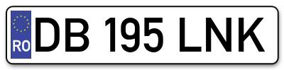 Placuta inmatriculare numar auto  DB-195-LNK, DB 195 LNK, DB195LNK