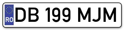 Placuta inmatriculare numar auto  DB-199-MJM, DB 199 MJM, DB199MJM