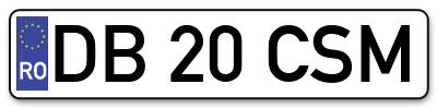 Placuta inmatriculare numar auto  DB-20-CSM, DB 20 CSM, DB20CSM