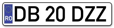 Placuta inmatriculare numar auto  DB-20-DZZ, DB 20 DZZ, DB20DZZ