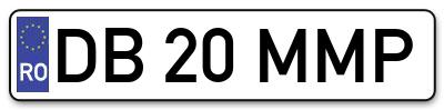 Placuta inmatriculare numar auto  DB-20-MMP, DB 20 MMP, DB20MMP
