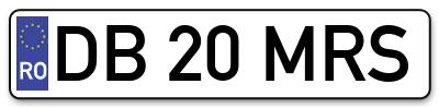 Placuta inmatriculare numar auto  DB-20-MRS, DB 20 MRS, DB20MRS