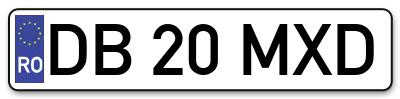 Placuta inmatriculare numar auto  DB-20-MXD, DB 20 MXD, DB20MXD