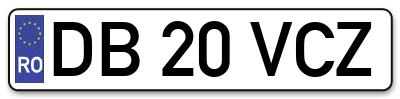 Placuta inmatriculare numar auto  DB-20-VCZ, DB 20 VCZ, DB20VCZ