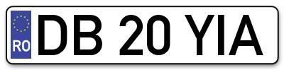 Placuta inmatriculare numar auto  DB-20-YIA, DB 20 YIA, DB20YIA