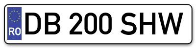 Placuta inmatriculare numar auto  DB-200-SHW, DB 200 SHW, DB200SHW