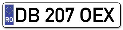 Placuta inmatriculare numar auto  DB-207-OEX, DB 207 OEX, DB207OEX
