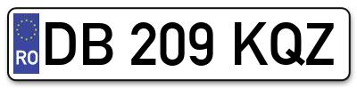 Placuta inmatriculare numar auto  DB-209-KQZ, DB 209 KQZ, DB209KQZ