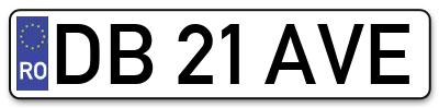 Placuta inmatriculare numar auto  DB-21-AVE, DB 21 AVE, DB21AVE