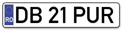 Placuta inmatriculare numar auto  DB-21-PUR, DB 21 PUR, DB21PUR