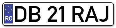 Placuta inmatriculare numar auto  DB-21-RAJ, DB 21 RAJ, DB21RAJ