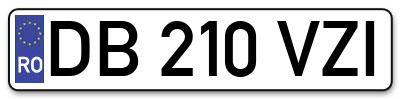 Placuta inmatriculare numar auto  DB-210-VZI, DB 210 VZI, DB210VZI