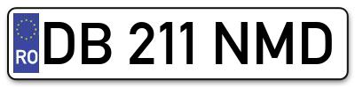 Placuta inmatriculare numar auto  DB-211-NMD, DB 211 NMD, DB211NMD