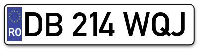 Placuta inmatriculare numar auto  DB-214-WQJ, DB 214 WQJ, DB214WQJ