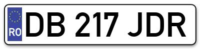 Placuta inmatriculare numar auto  DB-217-JDR, DB 217 JDR, DB217JDR
