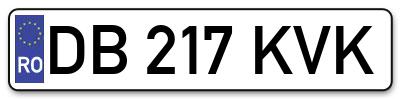 Placuta inmatriculare numar auto  DB-217-KVK, DB 217 KVK, DB217KVK