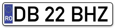 Placuta inmatriculare numar auto  DB-22-BHZ, DB 22 BHZ, DB22BHZ