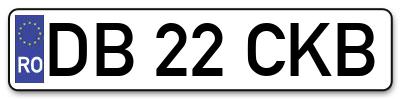 Placuta inmatriculare numar auto  DB-22-CKB, DB 22 CKB, DB22CKB