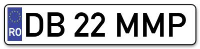 Placuta inmatriculare numar auto  DB-22-MMP, DB 22 MMP, DB22MMP