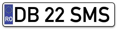Placuta inmatriculare numar auto  DB-22-SMS, DB 22 SMS, DB22SMS