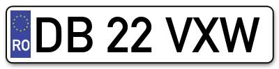 Placuta inmatriculare numar auto  DB-22-VXW, DB 22 VXW, DB22VXW